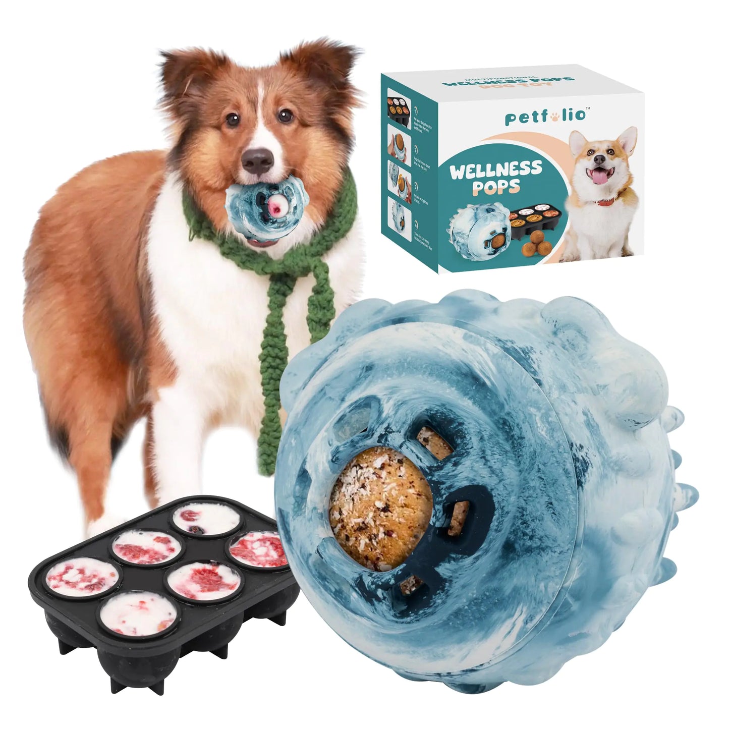 4-In-1 Interactive Dog Toys to Keep Them Busy - Dog Freezer Toy for Small Medium Size Dogs Safe Rubber Treat Dispensing Dog Toys Reduces Anxiety Easy To Clean Dog Busy Toys Enrichment Toys for Dogs