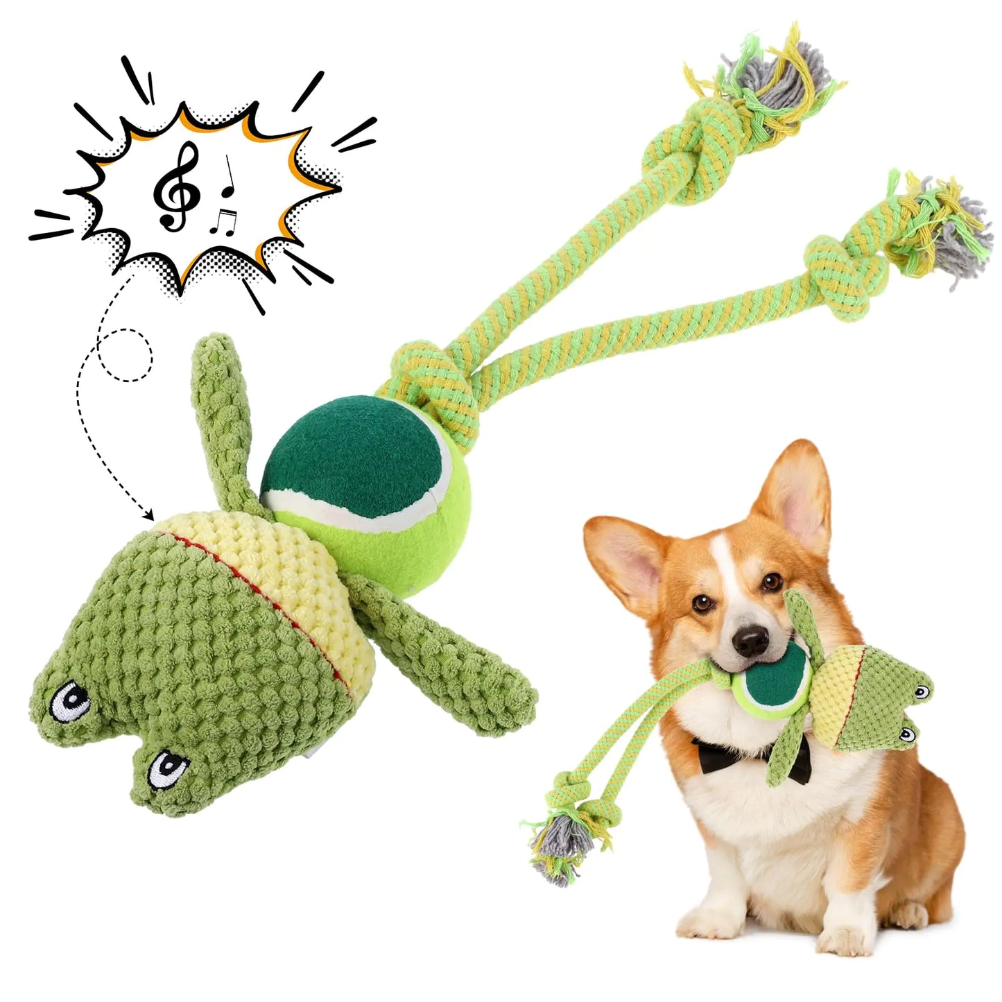 Dog Toys for Aggressive Chewers Dog Toys with Squeaker Durable Dog Chew Toys Interactive Puppy Toys for Chew and Play (Large Frog)
