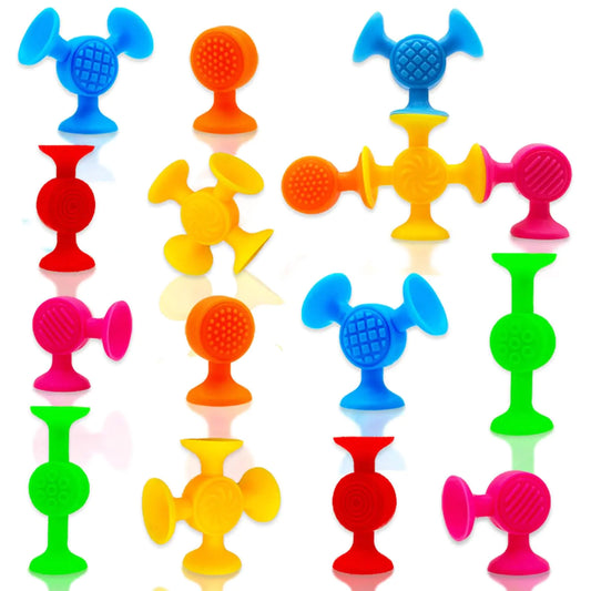 Suction Cup Toys Bath Toys - 12 Pcs Sensory Textured Fidget Toys for Kids Toddler Suction Bath Toys Suction Cup Fidget Toys for Travel