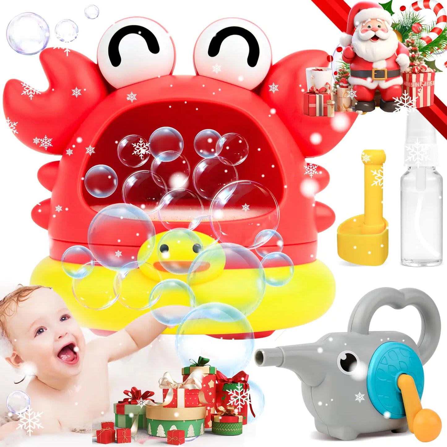 Bath Toys Crab Bubble Machine Bath Toy with 2 Attachments for Making Lots of Bubble Bath Toys for Kids Ages 1-3 Experience The Fun of Bathing No Battery Required